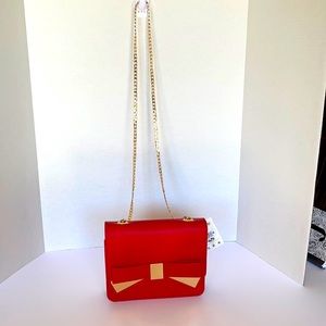 Urban Expressions Handbag. Red with gold trim.  Crossbody Bag
